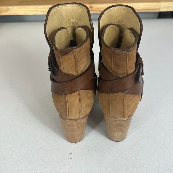 Rag & Bone Women's Boots 6.5 Kinsey Carmel Tan Nubuck Leather Strap Ankle Heel - Picture 5 of 15